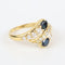 Bague vintage en or jaune 18 carats avec diamants et saphirs