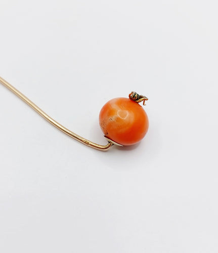 Epingle à foulard or rose, corail, abeille et diamants (circa 1890) 58 Facettes A06220