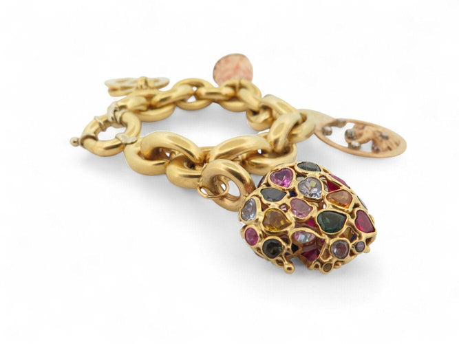 Bracelet bracelet gourmette breloques coeur zodiac t18 or jaune 18k 90.5gr charms 58 Facettes 270131