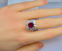 Bague 54 Bague or blanc, magnifique rubis 2,24 carats non chauffé et diamants 58 Facettes AB417