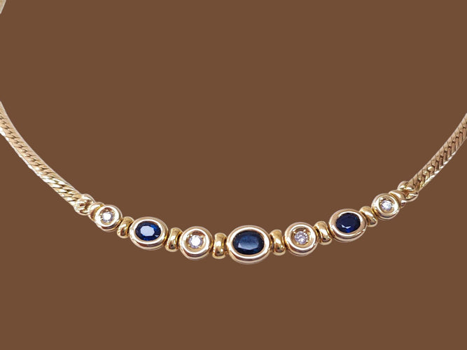 Collier Collier saphirs et diamants or jaune 58 Facettes coll.1693.1