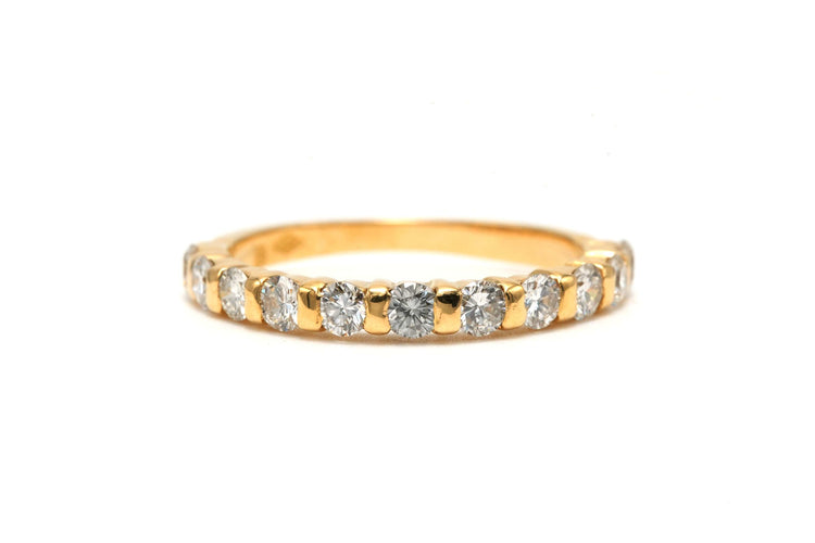 Bague 54 Alliance demi-américaine contemporaine en or jaune, diamants "taille" brillant (+-0.77ct) 58 Facettes 22695