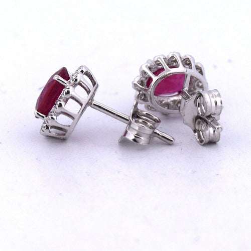 Boucles d'oreilles Boucles d'oreilles en or avec diamants et rubis 58 Facettes