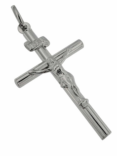 Pendentif UnoAErre Pendentif Crucifix italien en or blanc 58 Facettes
