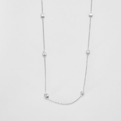 Collier Collier or blanc chaine alternée de diamants 58 Facettes 3674