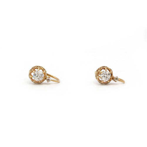 Boucles d'oreilles Boucles d'oreilles Dormeuses - Or rose & Diamants 58 Facettes 250400R