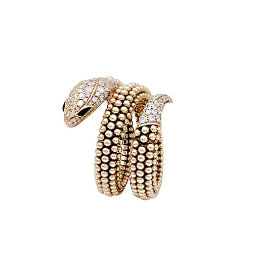 Bague 56 Bague Bulgari, "Serpenti" or rose, diamants et onyx. 58 Facettes 35177