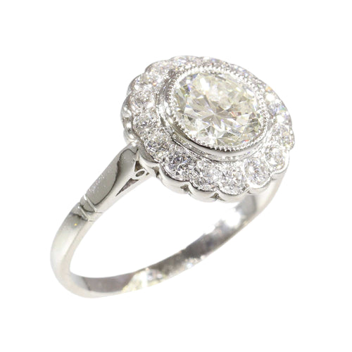 Bague 58 Bague en platine de style Art déco des années 1950, symbole classique d'amour et de continuité 58 Facettes 25238-0015