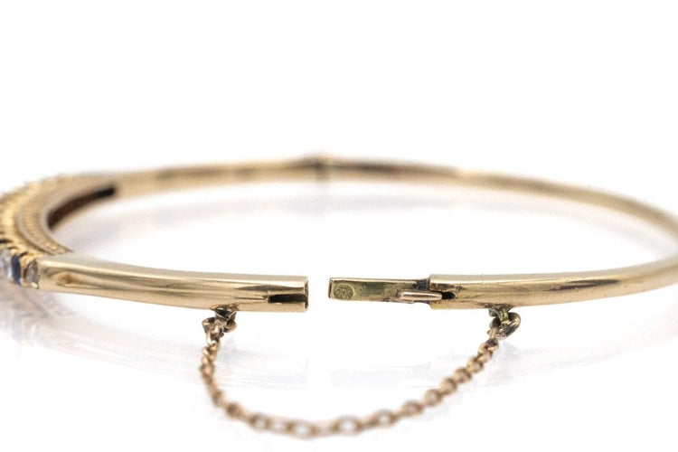 Bracelet Bracelet ancien en or jaune 14k avec saphirs et diamants taille ancienne 58 Facettes 11715