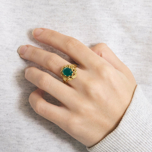 Bague 55.5 Bague or jaune émeraude 58 Facettes LP977/15