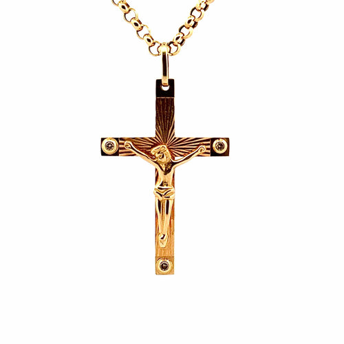 Collier Chaîne et pendentif croix,  or jaune et diamants 58 Facettes