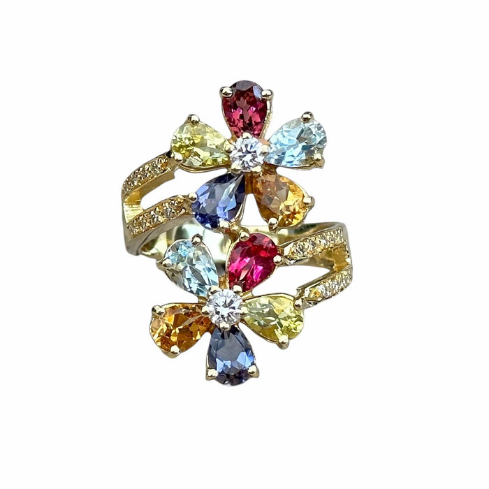 Bague 59 Bague fleurs pierres fines diamants 58 Facettes 237