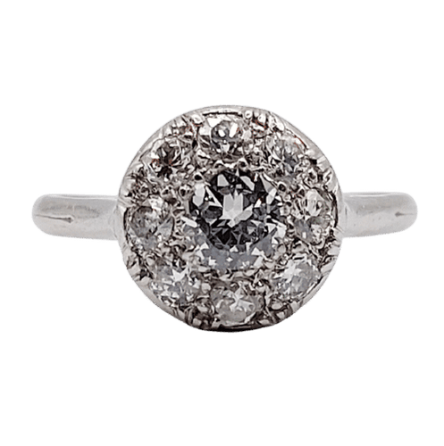 Bague 49 Bague marguerite art deco Platine et 0,65 carats diamant (circa 1940) cible 58 Facettes A06164
