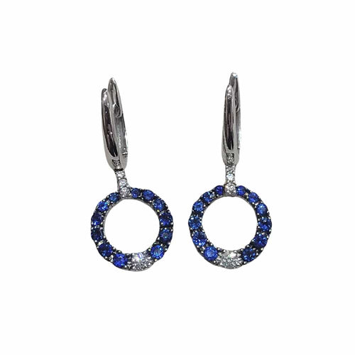 Boucles d'oreilles Boucles d'oreilles en or blanc 18 carats serties de saphirs et de diamants 58 Facettes PE697