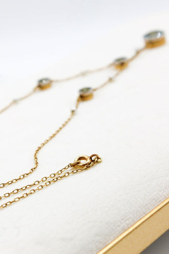 Collier ancien or jaune et platine, aigues-marines et perles