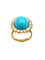 Bague 51 Bague "Marguerite" or jaune 18K, turquoise et diamants 58 Facettes