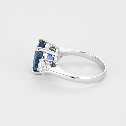 Bague 53 Bague en or blanc, saphir et diamants 58 Facettes LJ20-9