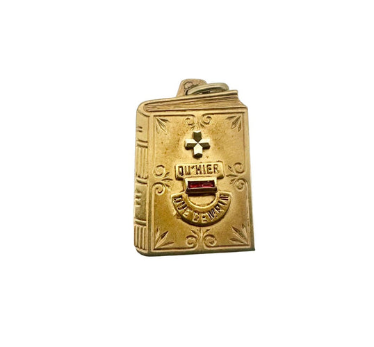Pendentif AUGIS - Médaille Livre or jaune, rubis 58 Facettes
