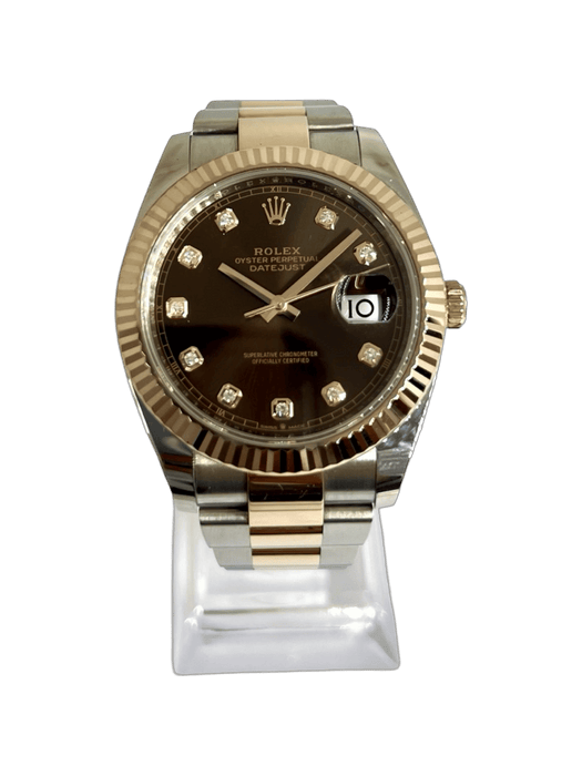 Montre ROLEX - Datejust 41mm Everose chocolate dial diamonds 58 Facettes ROLEXDATE41CHO