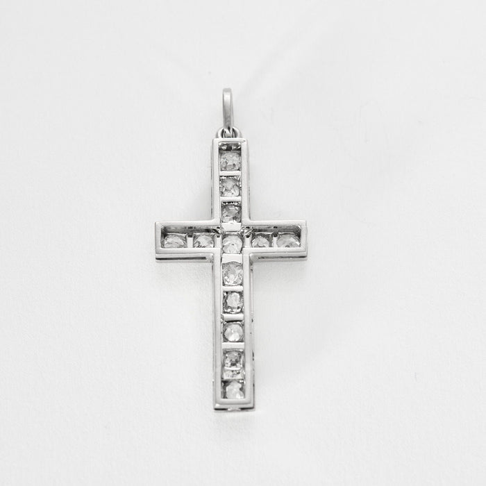 Pendentif Pendentif Croix Or Blanc Diamants 58 Facettes GU110