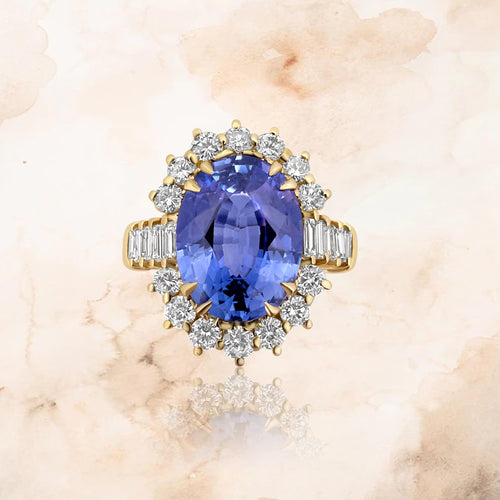 Bague Bague en saphir de Ceylan naturel non chauffé de 6 carats, datant des années 1970 58 Facettes F31