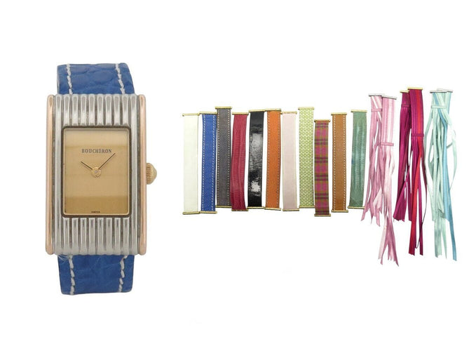 Montre montre BOUCHERON reflet 28 mm acier or jaune 18k 16 bracelets quartz 58 Facettes 272246