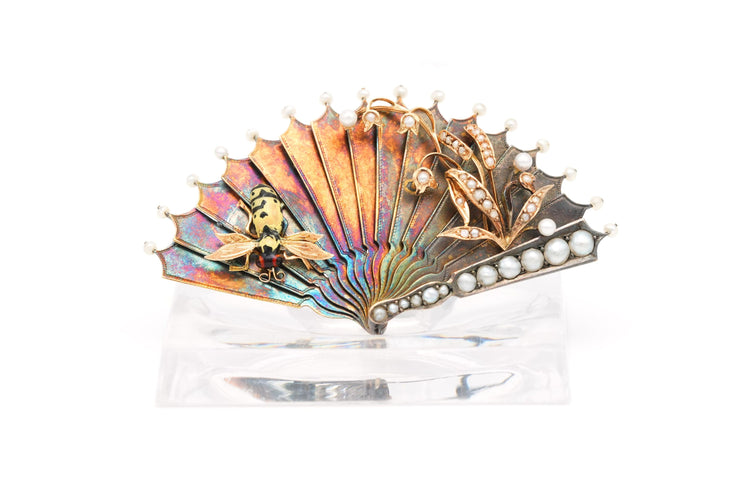 Broche Broche Art Nouveau en or jaune sertie de perles 58 Facettes 22177