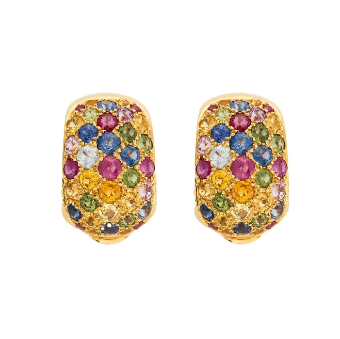 Boucles d'oreilles BOIVIN- Clips d'oreilles saphirs multicolores 58 Facettes