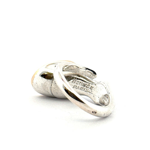 Bague 53 Bague Hermes Fer à cheval en or et corps en argent 58 Facettes