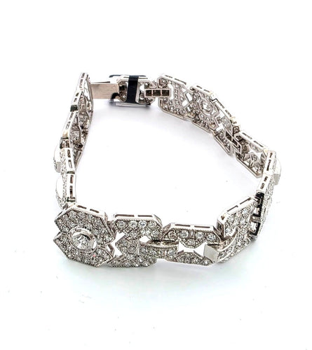 Bracelet Superbe bracelet Art Déco en platine avec diamants 58 Facettes