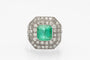 Bague 52 Bague chevalière Art déco avec émeraude 2.00 ct et diamants en or blanc 58 Facettes 11035