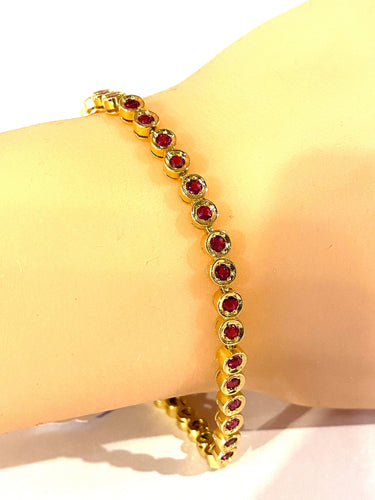Bracelet Bracelet ligne en or jaune et rubis 58 Facettes AB609