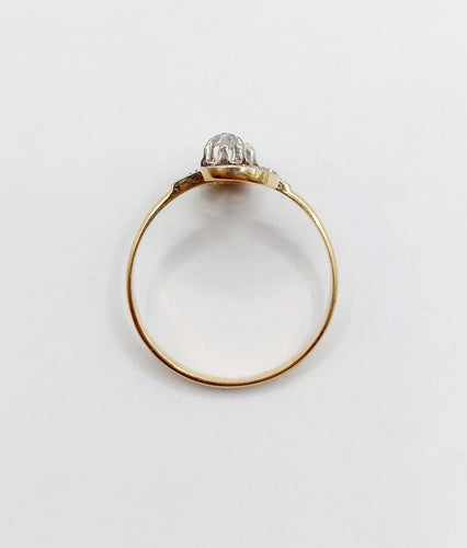 Bague 58.5 Bague marquise antique toi et moi en or 18k et platine, diamants taille roses 58 Facettes A06514