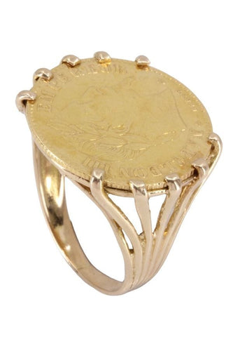 Bague 54 BAGUE PIÈCE 10 FRANCS NAPOLEON III 58 Facettes 085221