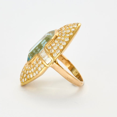 Bague 52 Bague Marquise Aigue Marine Diamants 58 Facettes