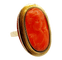 Bague 52 Bague cocktail style antique or jaune, camée sur corail jeune fille (circa 1960) 58 Facettes A06378