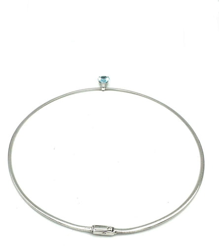 STERN. Collier or blanc 18K, aigue-marine et diamants