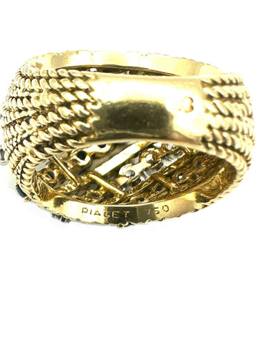 PIAGET. Bague vintage or jaune 18K, saphirs et diamants