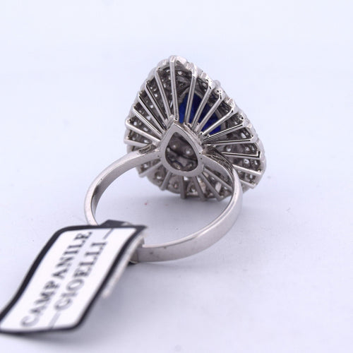 Bague 57 Bague en or blanc avec saphir et diamants 58 Facettes