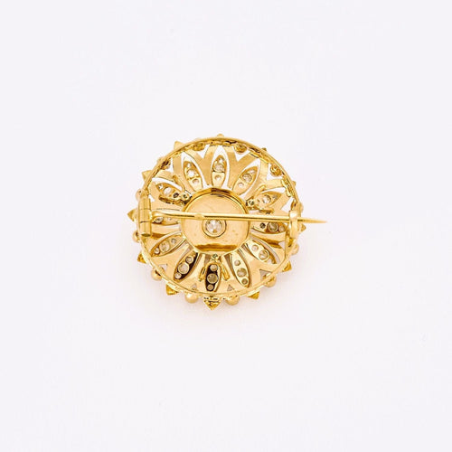 Broche Broche ronde fleur sertie de diamants Napoléon III 58 Facettes
