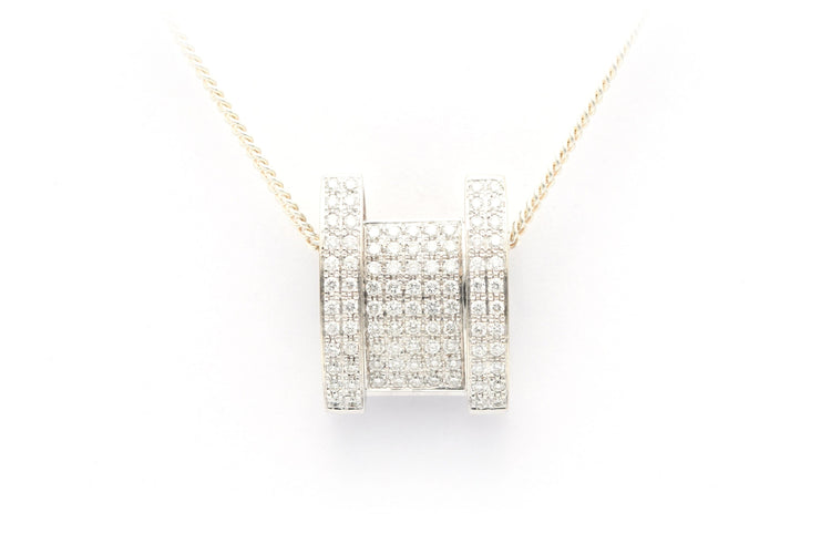 Pendentif Pendentif contemporain en or blanc 18 carats serti de diamants "taille" brillant (+-0.465ct) 58 Facettes 22454