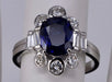 Bague 52.5 Bague Art Déco en or blanc avec saphir bleu et diamants 58 Facettes BA 67