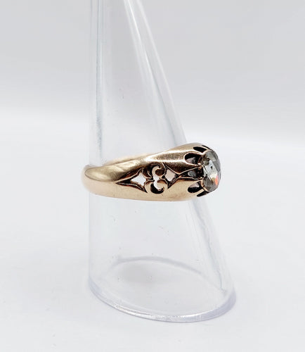 Bague 56.5 Bague jonc bombé antique en or 14k et diamant taille rose 58 Facettes A06623