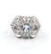 Bague 52 Bague en or blanc 18 carats avec une aigue-marine centrale et des diamants en périphérie 58 Facettes