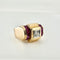Bague 56.5 BAGUE TANK RUBIS CALIBRE ET DIAMANT EN OR JAUNE 18K 58 Facettes