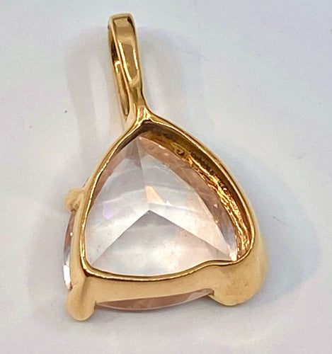 Pendentif Pendentif en or jaune 18 carats en quartz rose et diamants 58 Facettes AB190