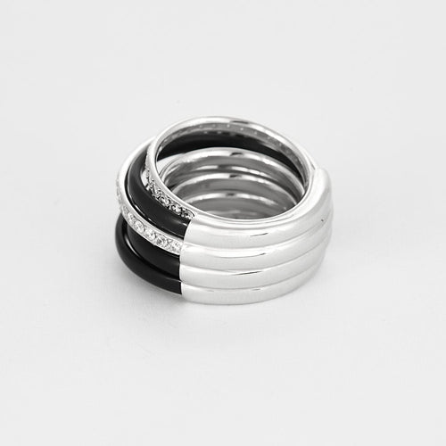 Bague 52 DE GRISOGONO - Bague Allegra en or blanc céramique noire et diamants 58 Facettes