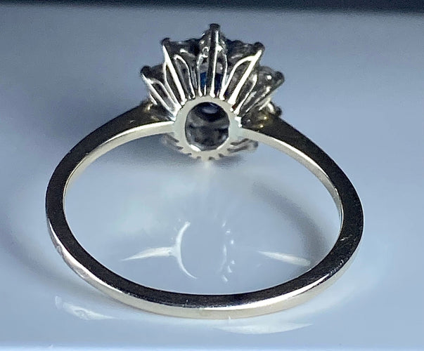 Bague 55 Bague or blanc saphir et diamants 58 Facettes AB336