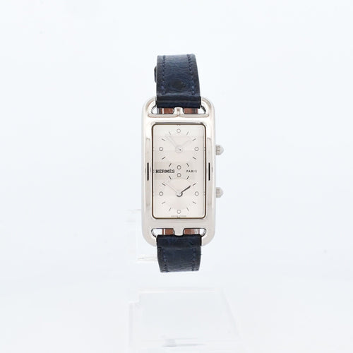Montre Hermès - Montre Cape Cod Dual time - Cadran argenté - PM 58 Facettes