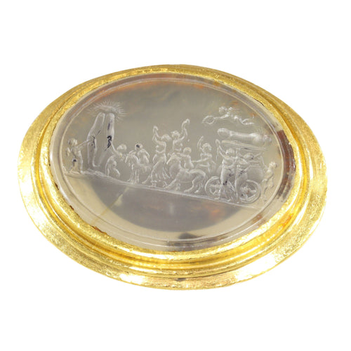 Bague 56 Classicisme satirique d'une bague en or du XVIIIe siècle : Le Triomphe de Priape 58 Facettes 19087-0061